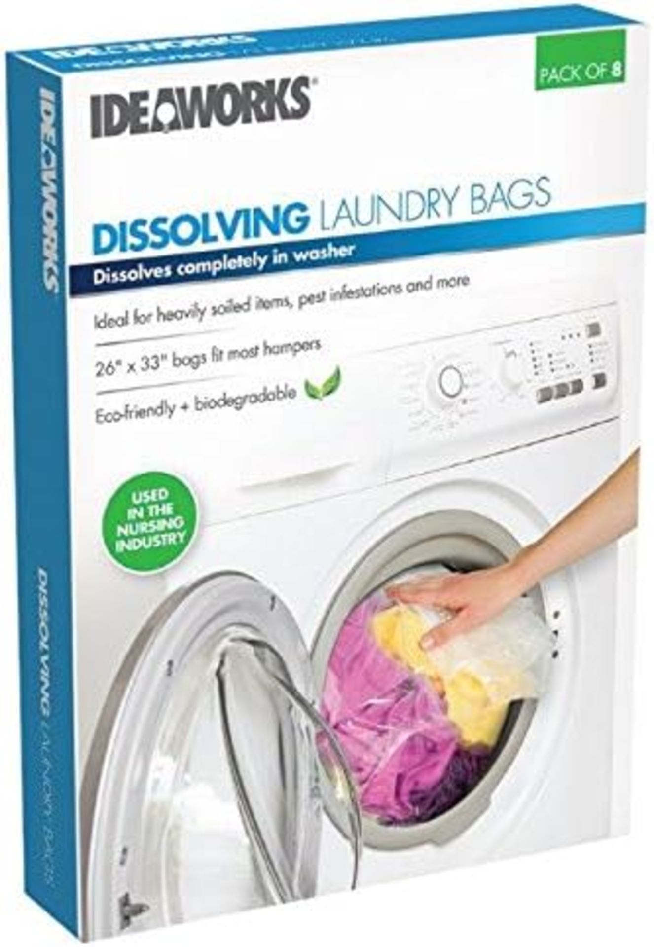 30x BRAND NEW IDEAWORKS Dissolving Laundry Bags 8 Pack. RRP £7.50 EACH. Pack of 8. Put in the