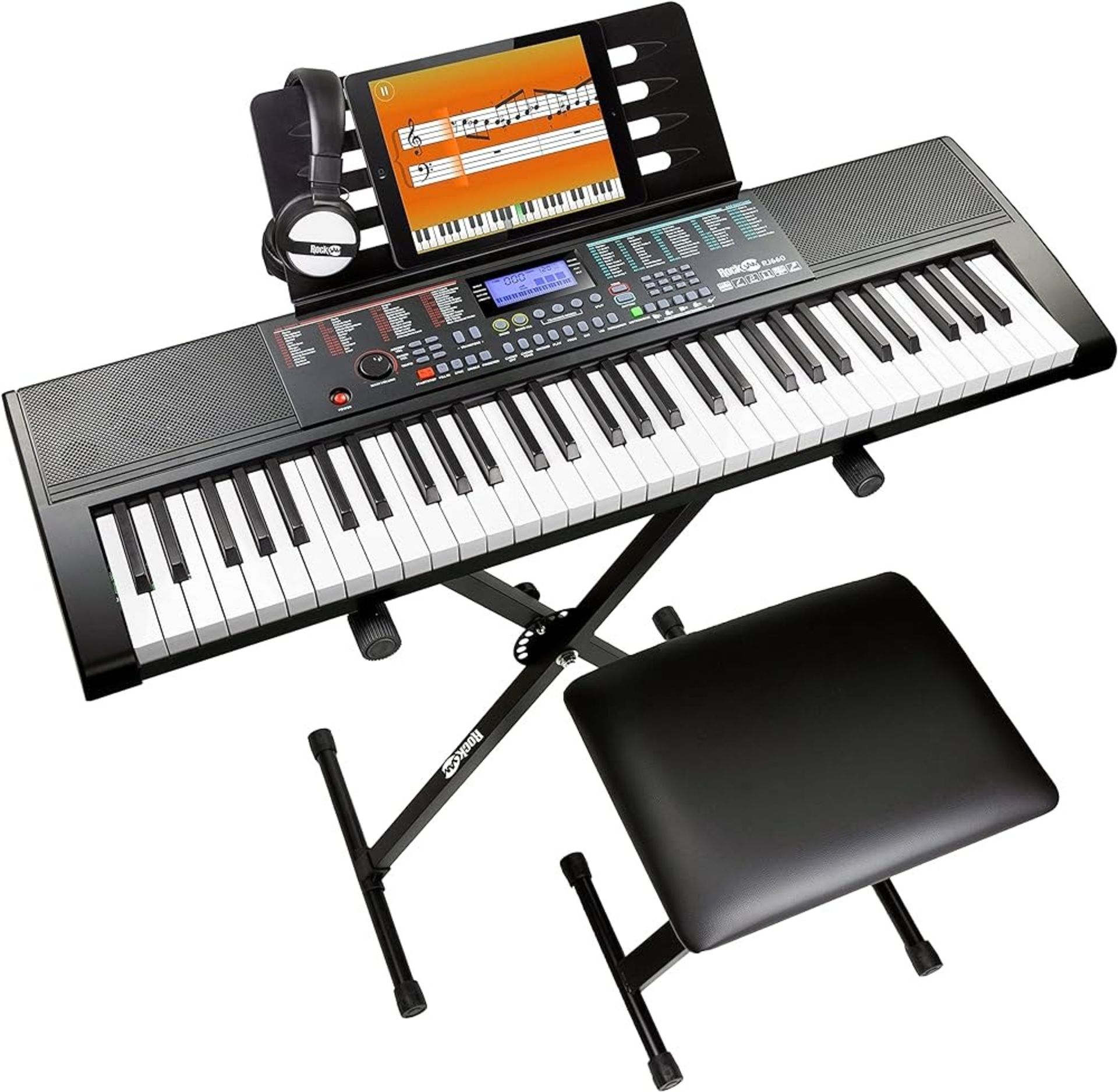 Rockjam 61-Key Keyboard Piano Kit with Keyboard Stand - ER20