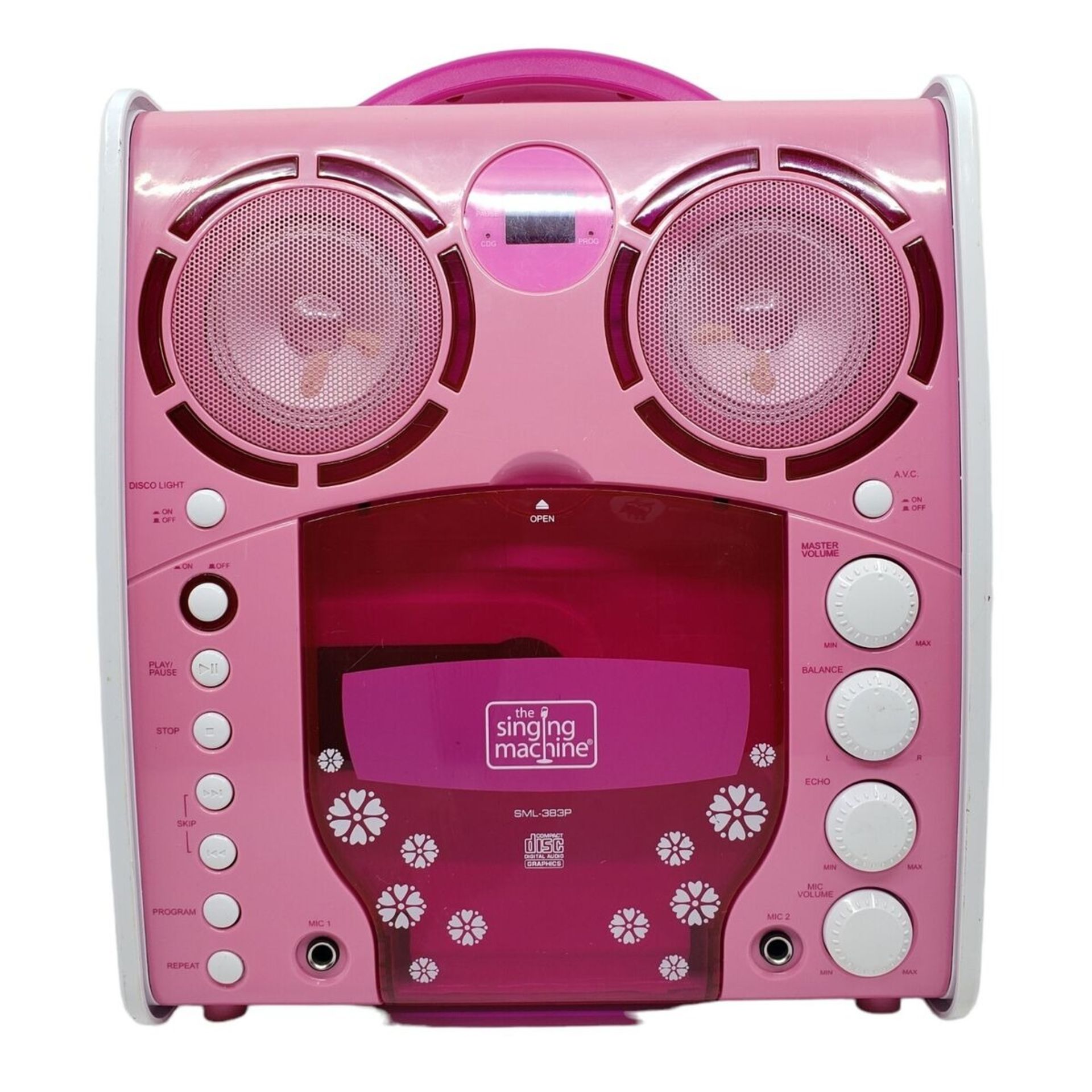 Singing Machine SML-383 Portable CD-G Karaoke Player Pink - ER22