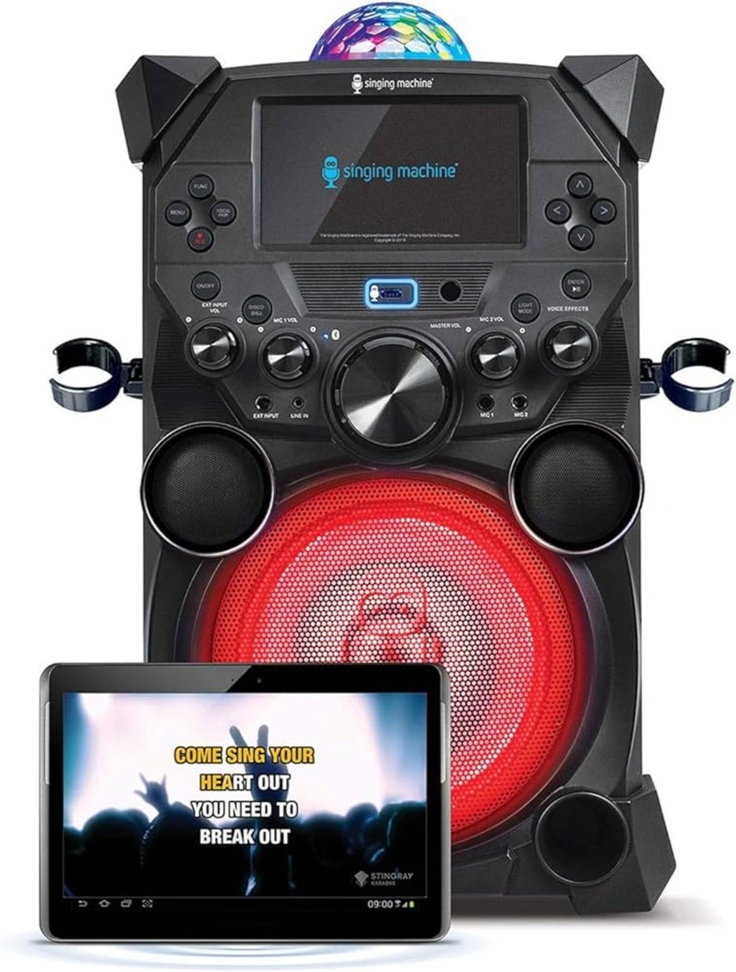 Singing Machine SDL9040 Fiesta Voice Bluetooth Karaoke System with LCD Monitor - ER21