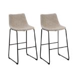 Franks Set of 2 Fabric Bar Chairs Beige. - R13a.8. RRP £219.99. Incorporate mid-century charm into