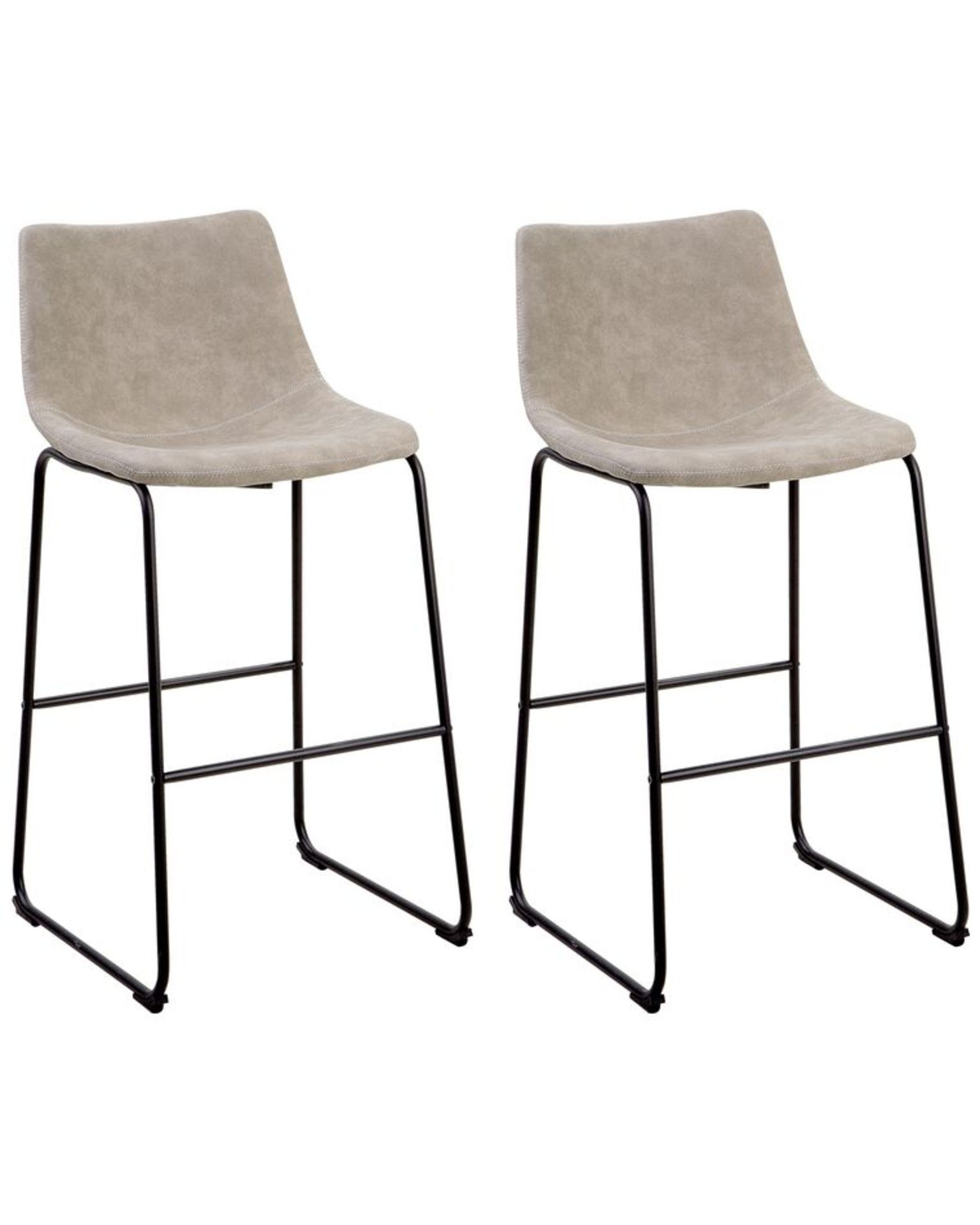 Franks Set of 2 Fabric Bar Chairs Beige. - R13a.8. RRP £219.99. Incorporate mid-century charm into