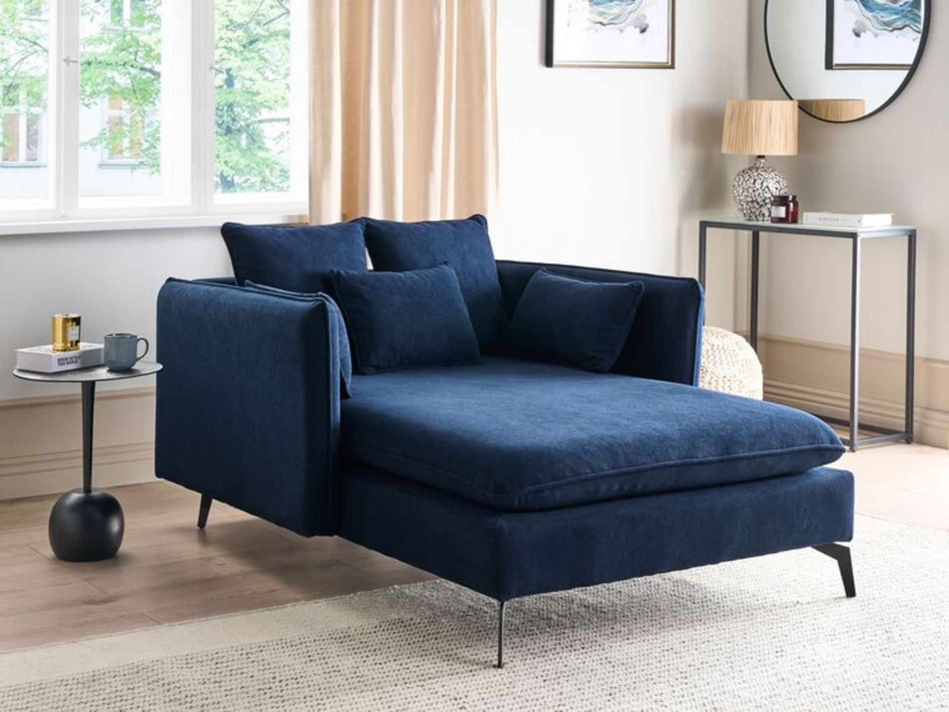 Charmes Fabric Chaise Lounge Blue. - R14. RRP £819.99. Relax in style and comfort in this - Image 2 of 2