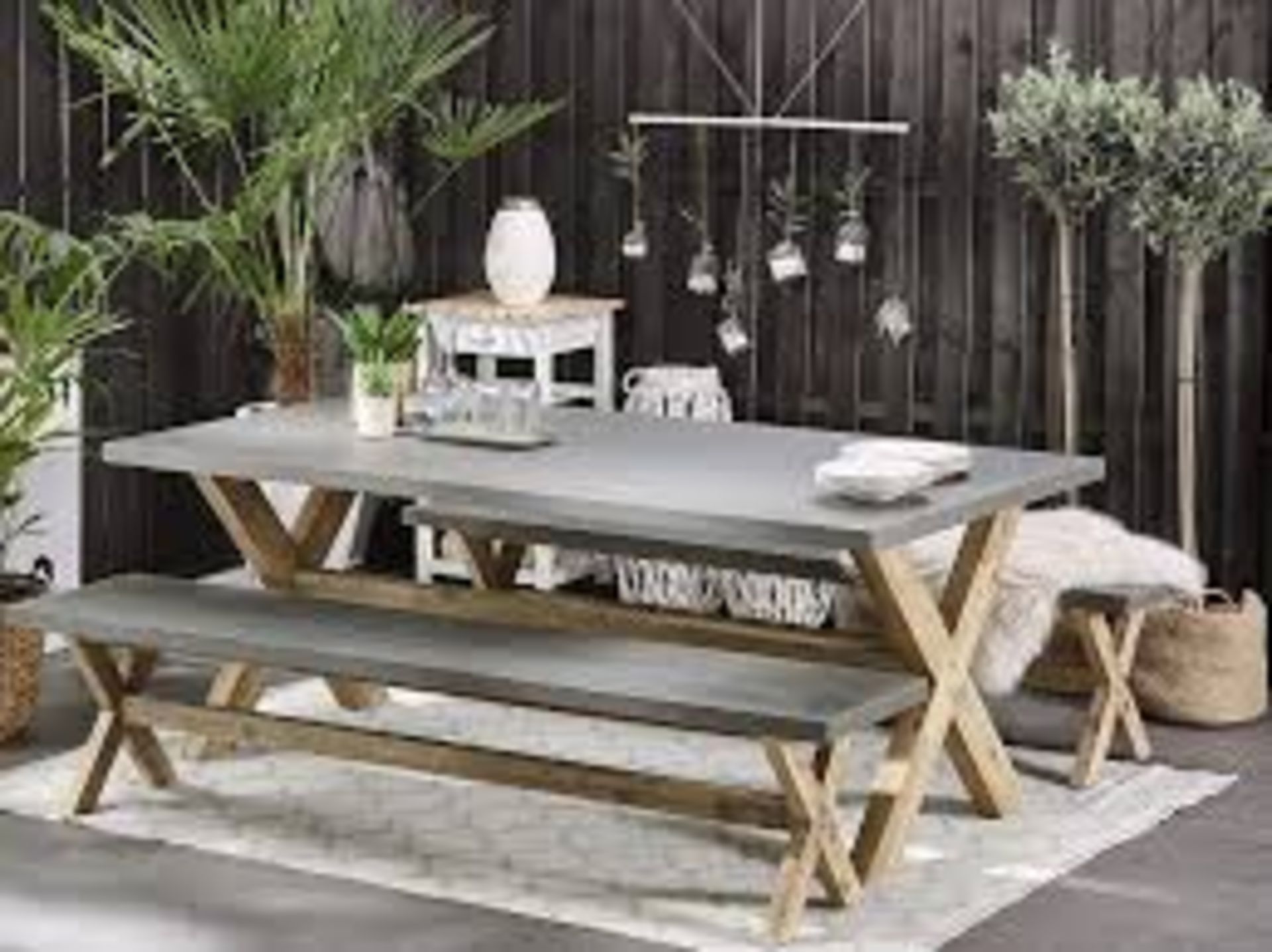 Olbia 6 Seater Concrete Garden Dining Set Benches Grey. - R14. RRP £2,219.00. If you're looking