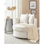 Dalby Swivel Fabric Armchair Light Beige. - R14. RRP £465.99. Elevate your space with this modern