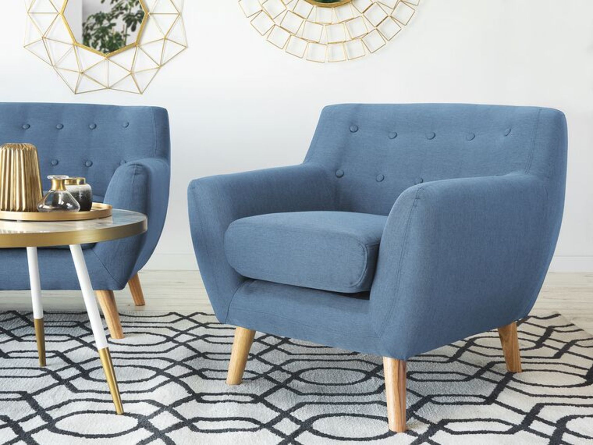 Motala Fabric Armchair Blue. - R14. RRP £809.99. This armchair will complete any living space with - Image 2 of 2