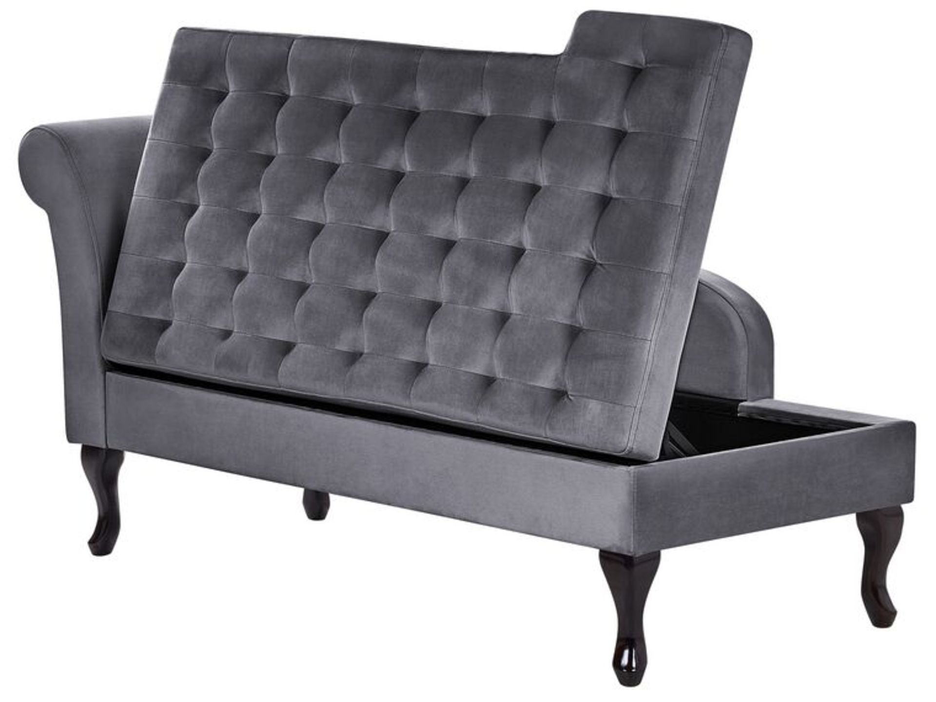 Pessac Left Hand Velvet Chaise Lounge with Storage Dark Grey . R14. RRP £619.99. This stunning - Image 2 of 3