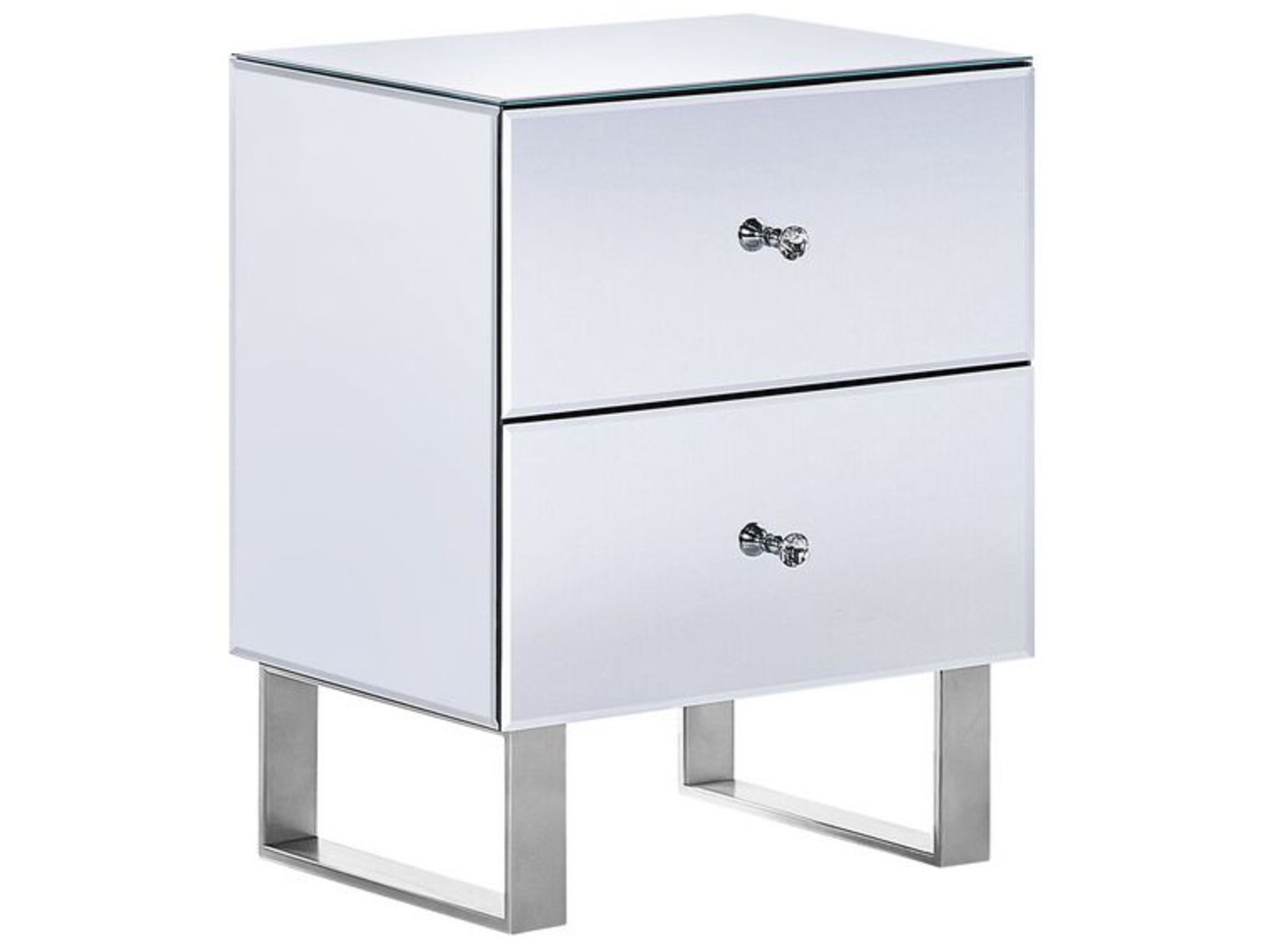Nesle 2 Drawer Mirrored Bedside Table. - R13a.9. RRP £399.99. Introduce a glam vibe to your