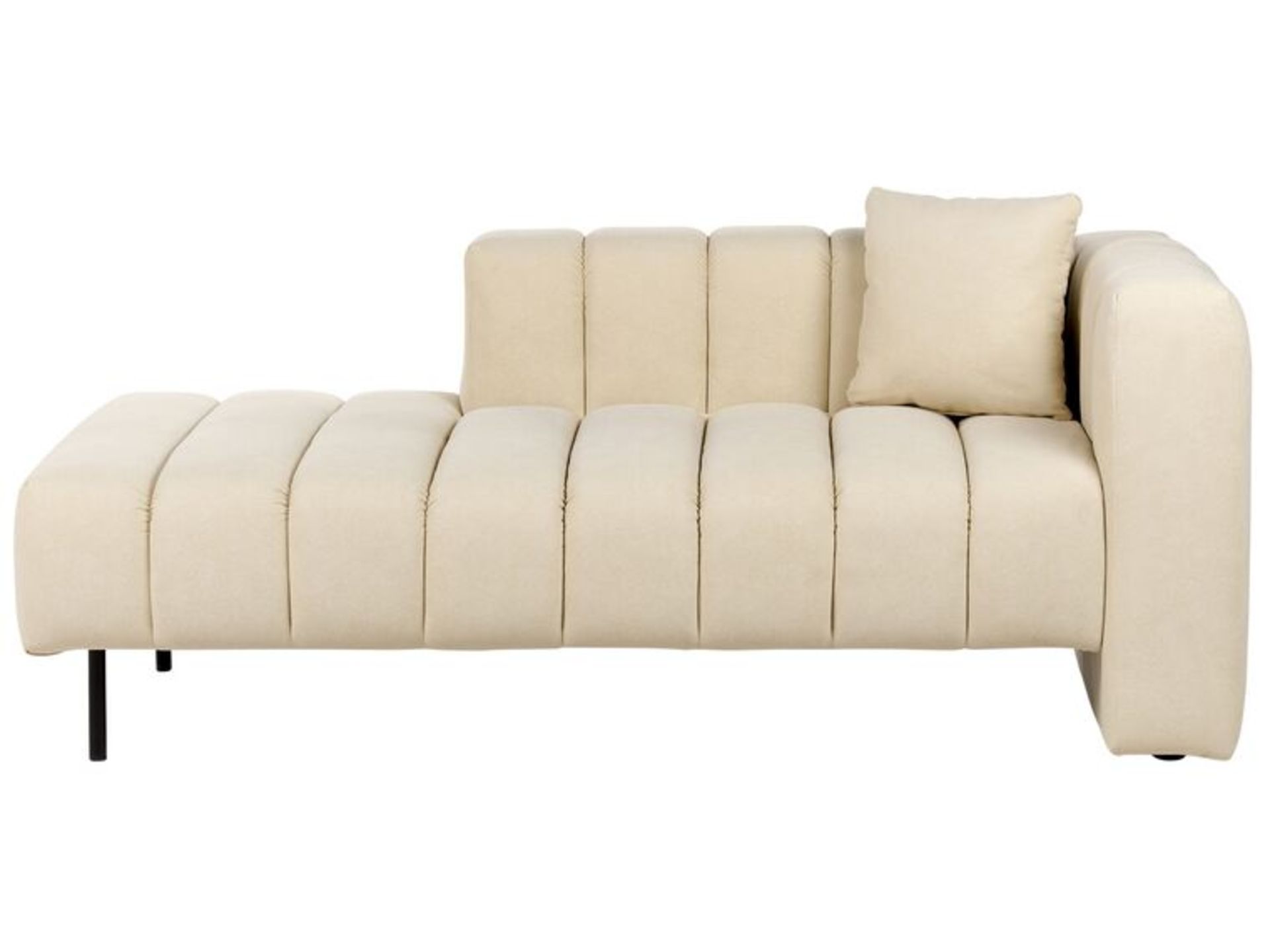 Right Hand Velvet Chaise Lounge Beige. - R14. RRP £739.99. Indulge in luxurious comfort with this - Image 2 of 2