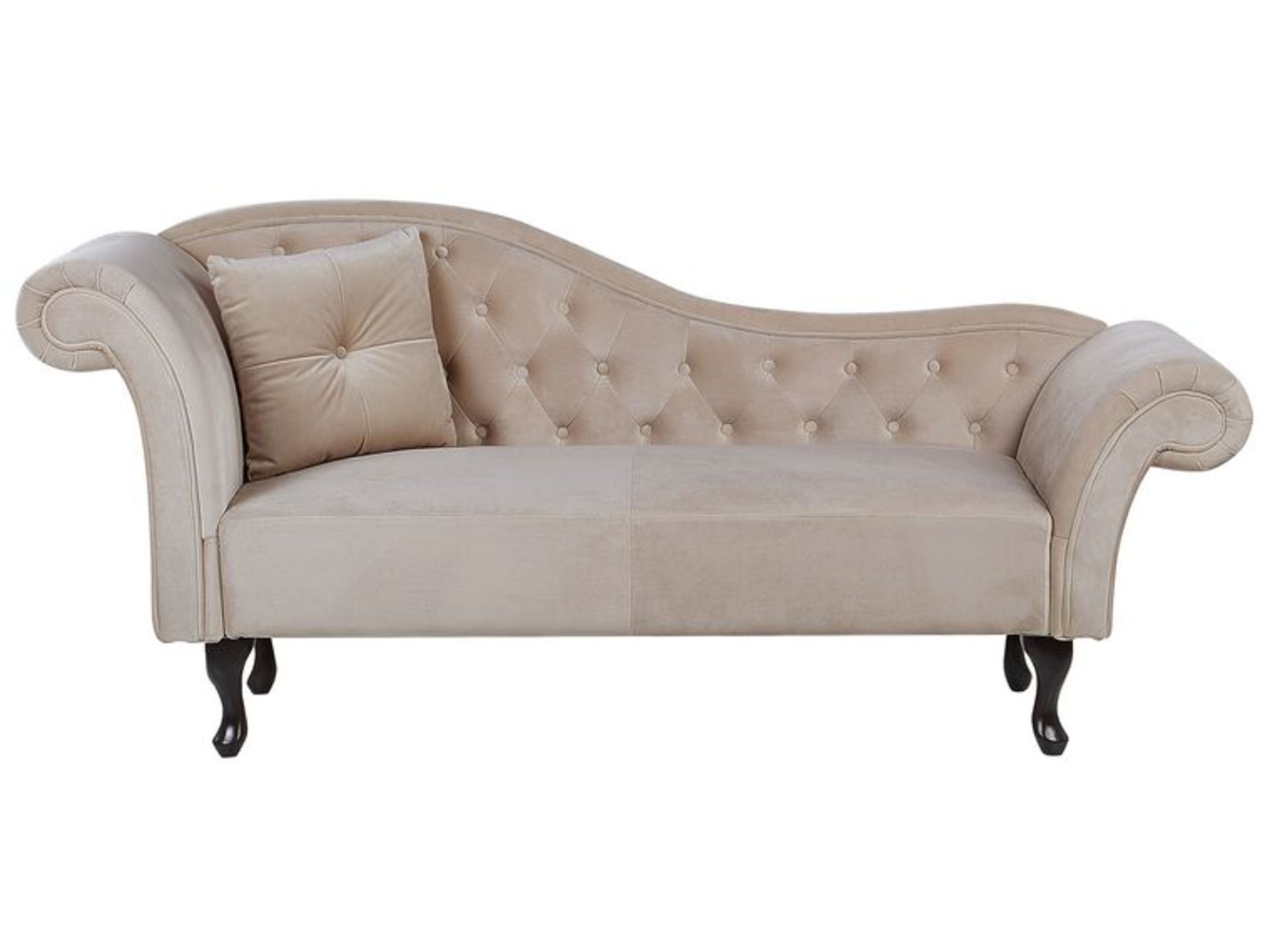 Lattes Left Hand Chaise Lounge Velvet Beige. - R14. RRP £779.99. This classic chaise lounge is the