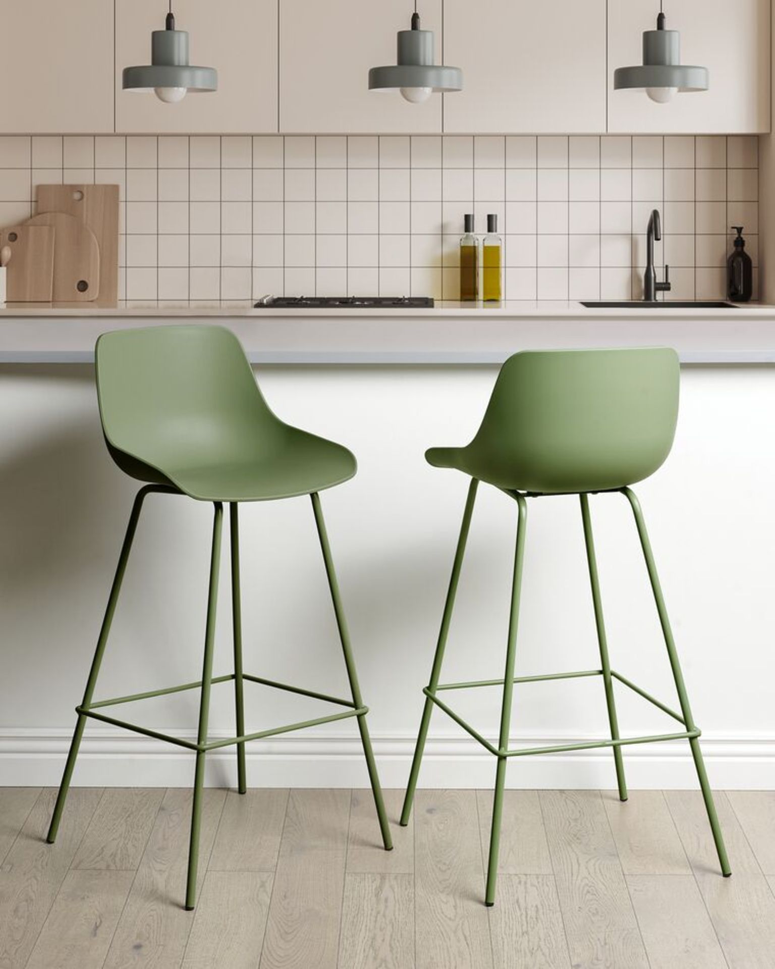 Emmet Set of 2 Bar Chairs Green. - R13a.11. If you're looking for a modern accent for your - Image 2 of 2