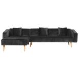 Vadso Right Hand Velvet Corner Sofa Bed Black. - R14. RRP £1,399.00. This corner sofa bed is the