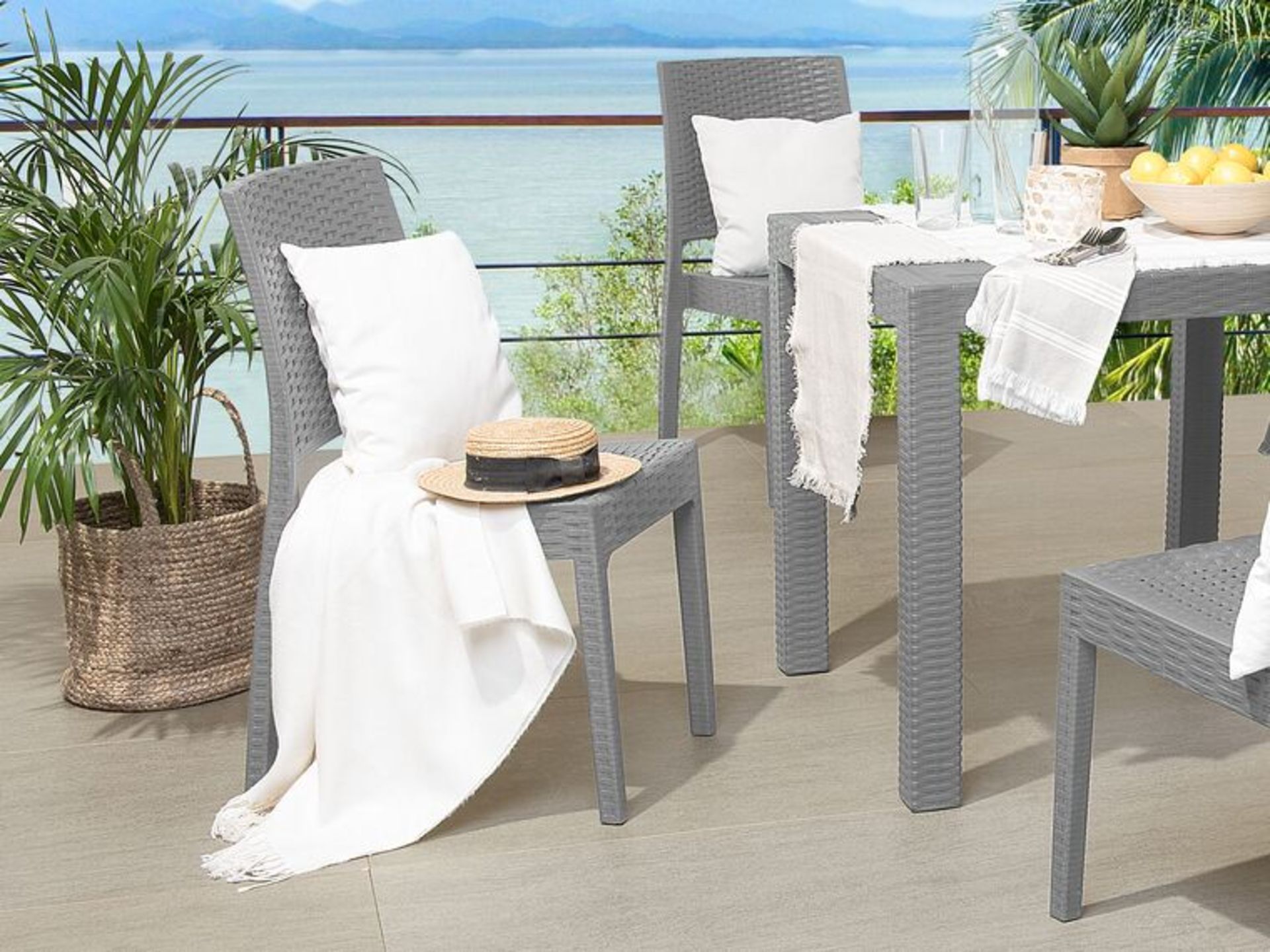 Fossano Set of 4 Garden Dining Chairs Light Grey. - R14.15. RRP £439.99. Enjoy summer afternoons - Image 2 of 2