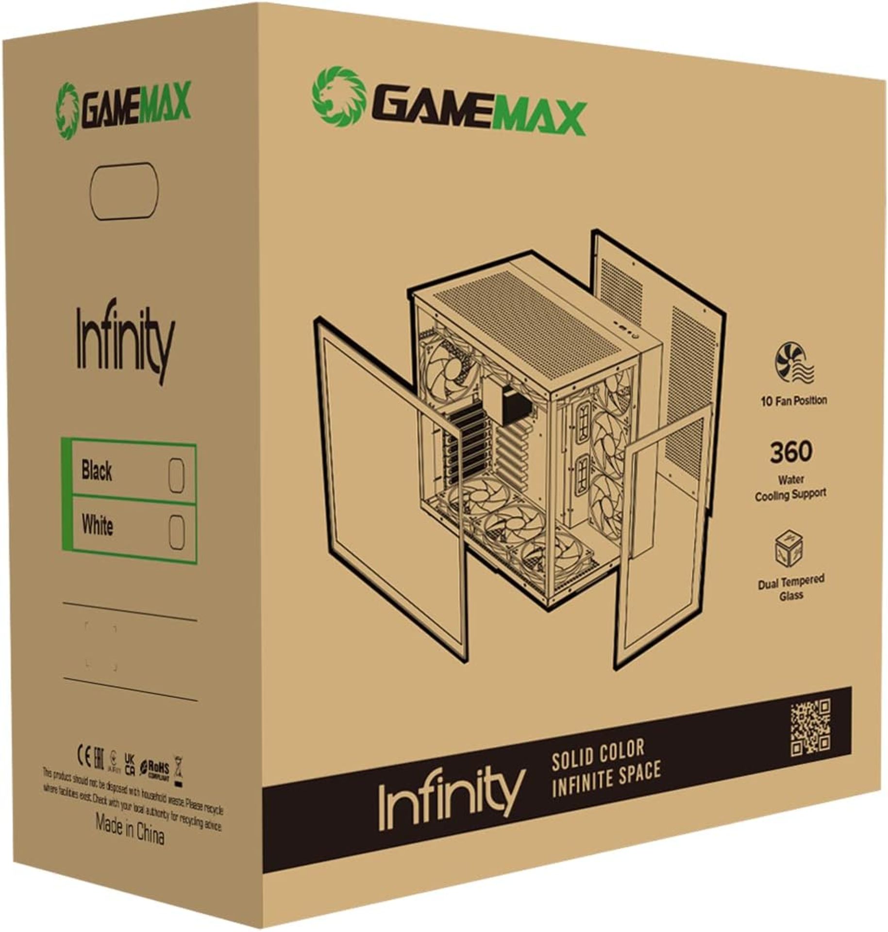 NEW & BOXED GAMEMAX Infinity Tempered Glass Mid-Tower ATX Case - BLACK. RRP £74.99. Stand out with - Image 8 of 8