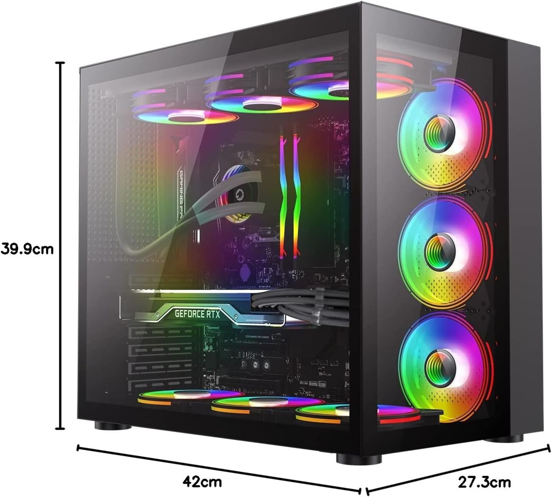 NEW & BOXED GAMEMAX Infinity Tempered Glass Mid-Tower ATX Case - BLACK. RRP £74.99. Stand out with - Image 7 of 8