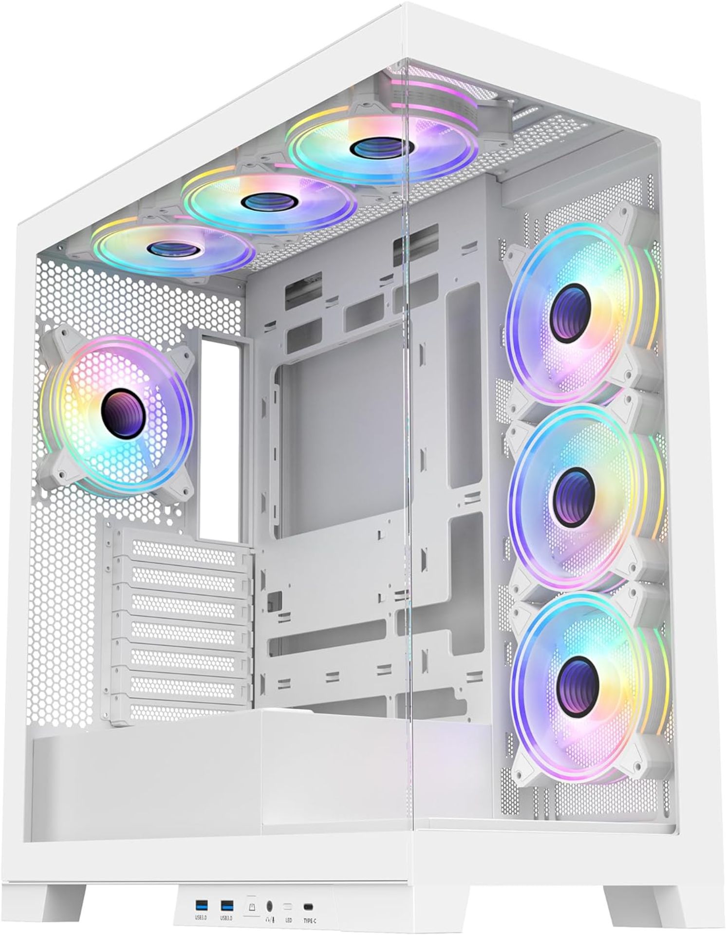 NEW & BOXED CIT Diamond XR Mid Tower PC Case With 7 Fans - WHITE. RRP £99.99. If you want a sharp-