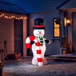 6ft Snowman with Flashing Candy Cane Christmas Outdoor Inflatable Decoration - ER25