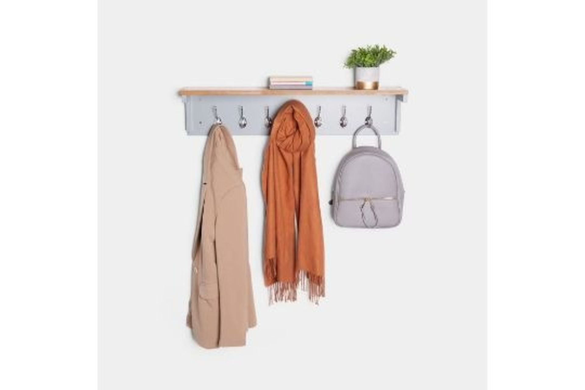 Grey Hallway Storage Coat Rack & Shelf - ER23