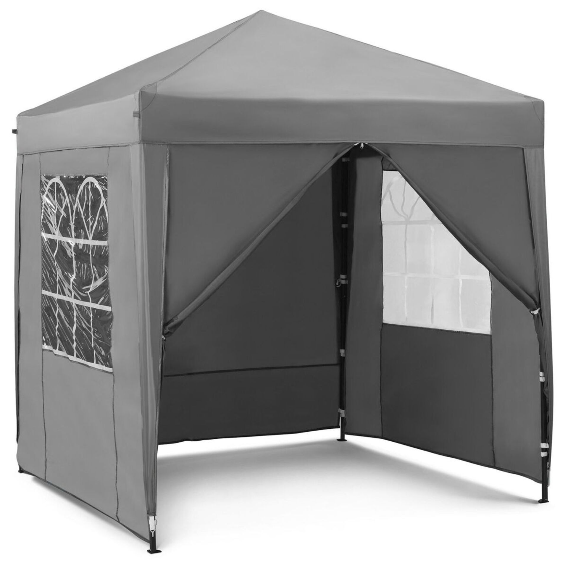 Pop Up Gazebo 2x2m Marquee with Removable Side Panels – Grey - ER34