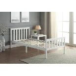 dSingle Bed Frame White Solid Wood In White . - R13a.13.