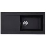 Liquida EW10BL 1.0 Bowl Black Composite Inset Reversible Kitchen Sink. - R13a.13.