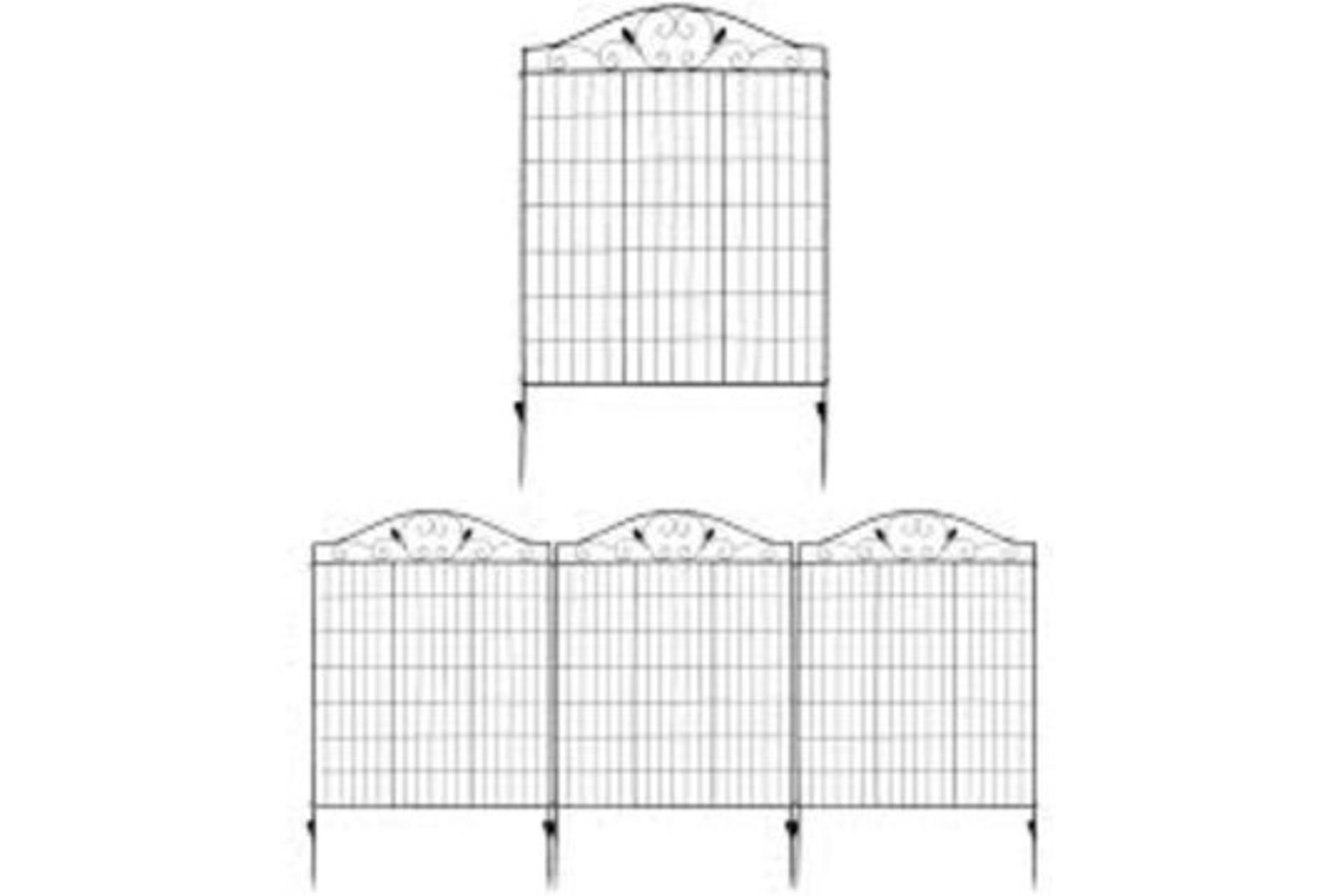 COSTWAY 4 Panels Steel Decorative Garden Fence Folding. - R14.10.