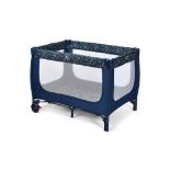 2-in-1 Foldable Baby Playpen with Lockable Wheels and Mattress-Blue. -R14.10.