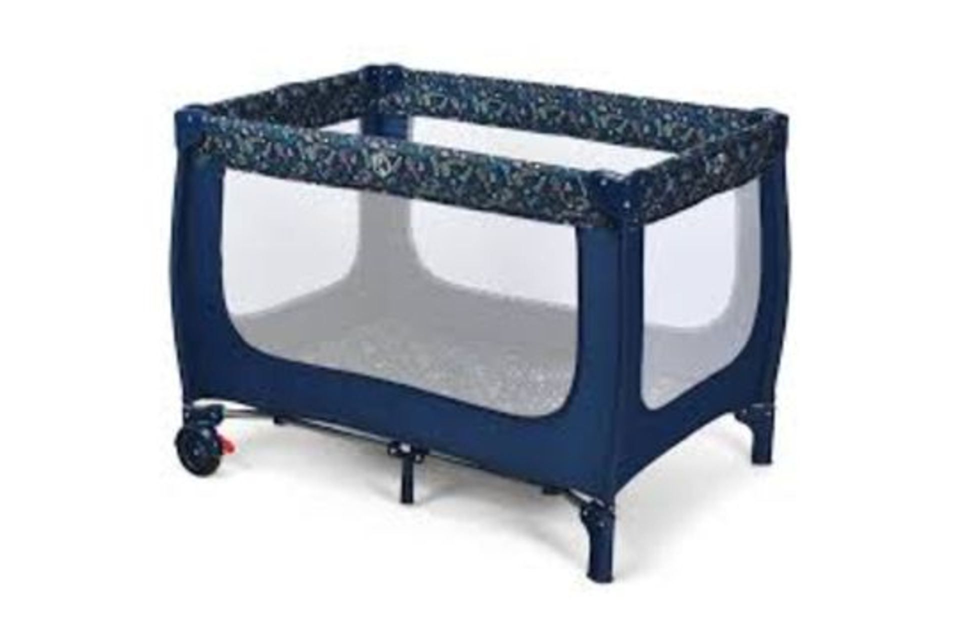 2-in-1 Foldable Baby Playpen with Lockable Wheels and Mattress-Blue. -R14.10.