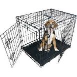 Dog Puppy Cage Folding 2 Door Crate With Plastic Tray. -R13a.13.