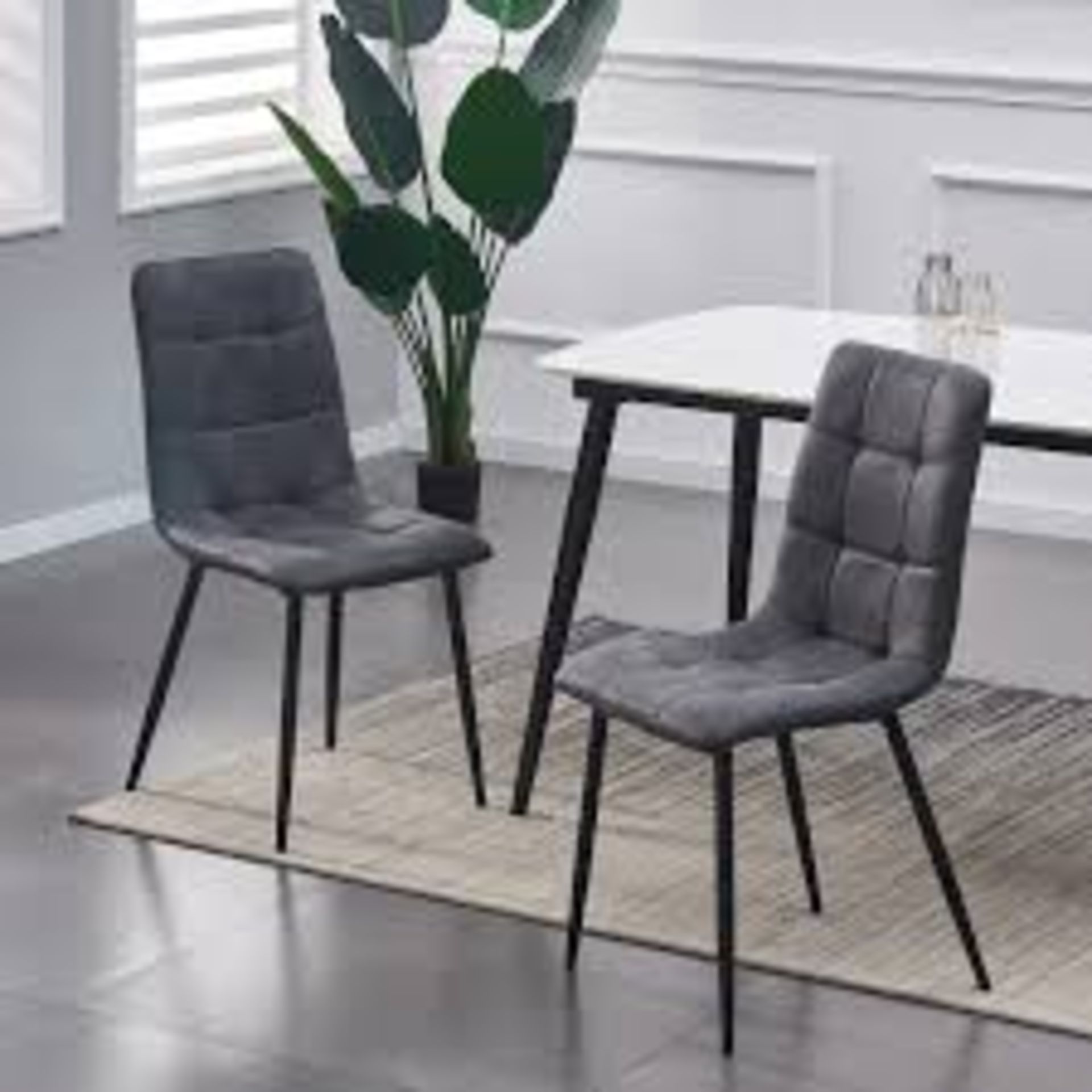 Set of 2 Faux Matte Suede Leather Dining Chairs . - R13a.11.