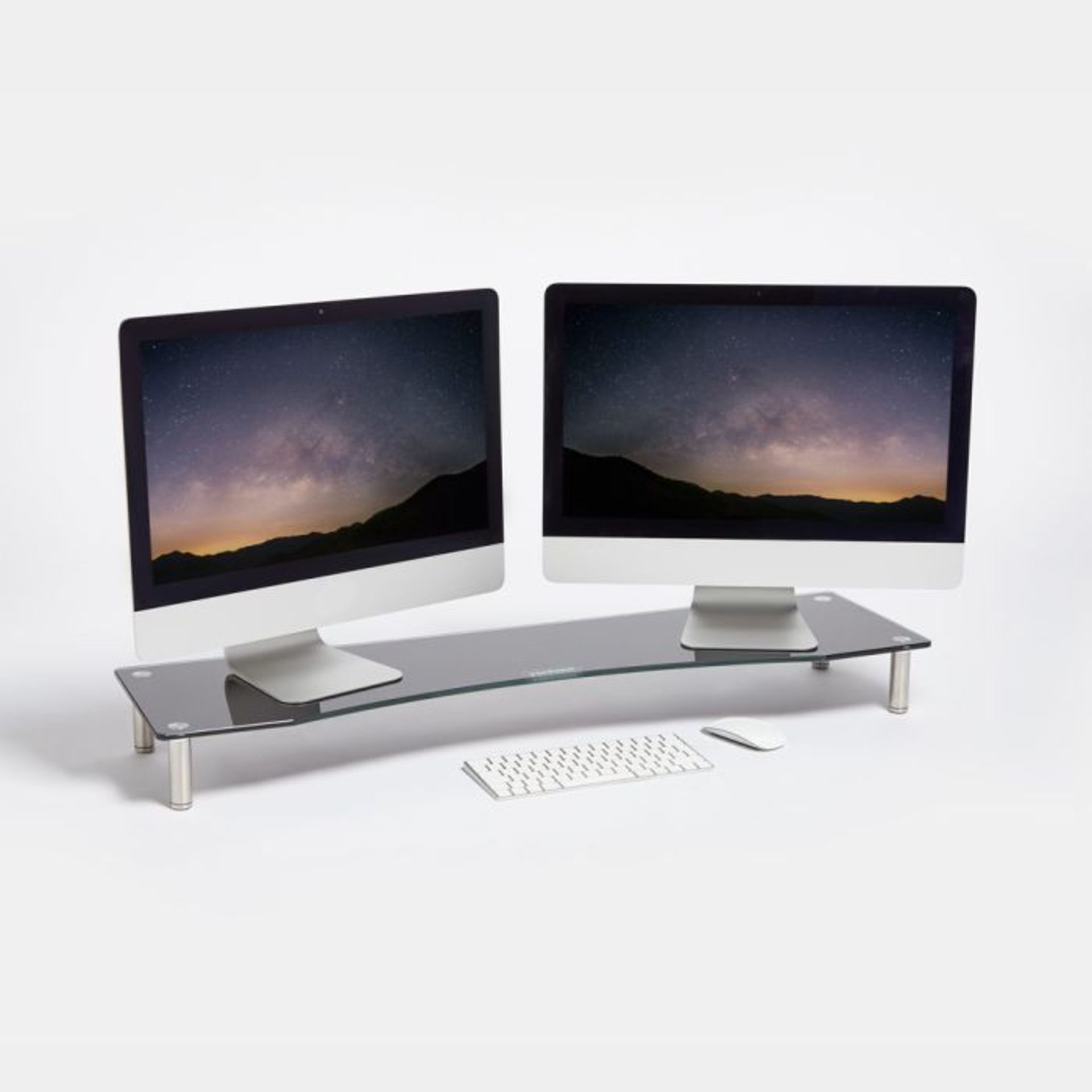 XL Black Glass Monitor Stand. - PW. Helping improve your posture and give you more desk space,