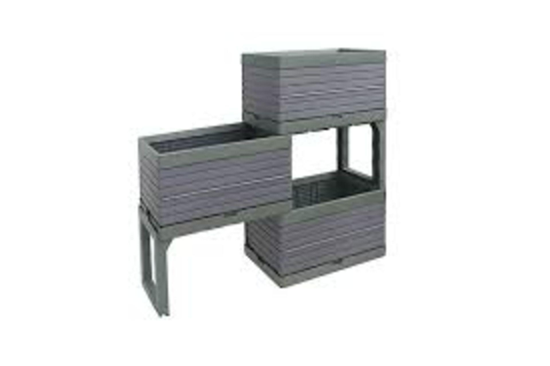 Verve Grey Rectangular Planter, Set. - R13a.7. This modular grow box is ideal for growing your own