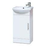 Orbit 1 Door Cloakroom Vanity Basin Unit - 400mm - Gloss White.- R13a.12.