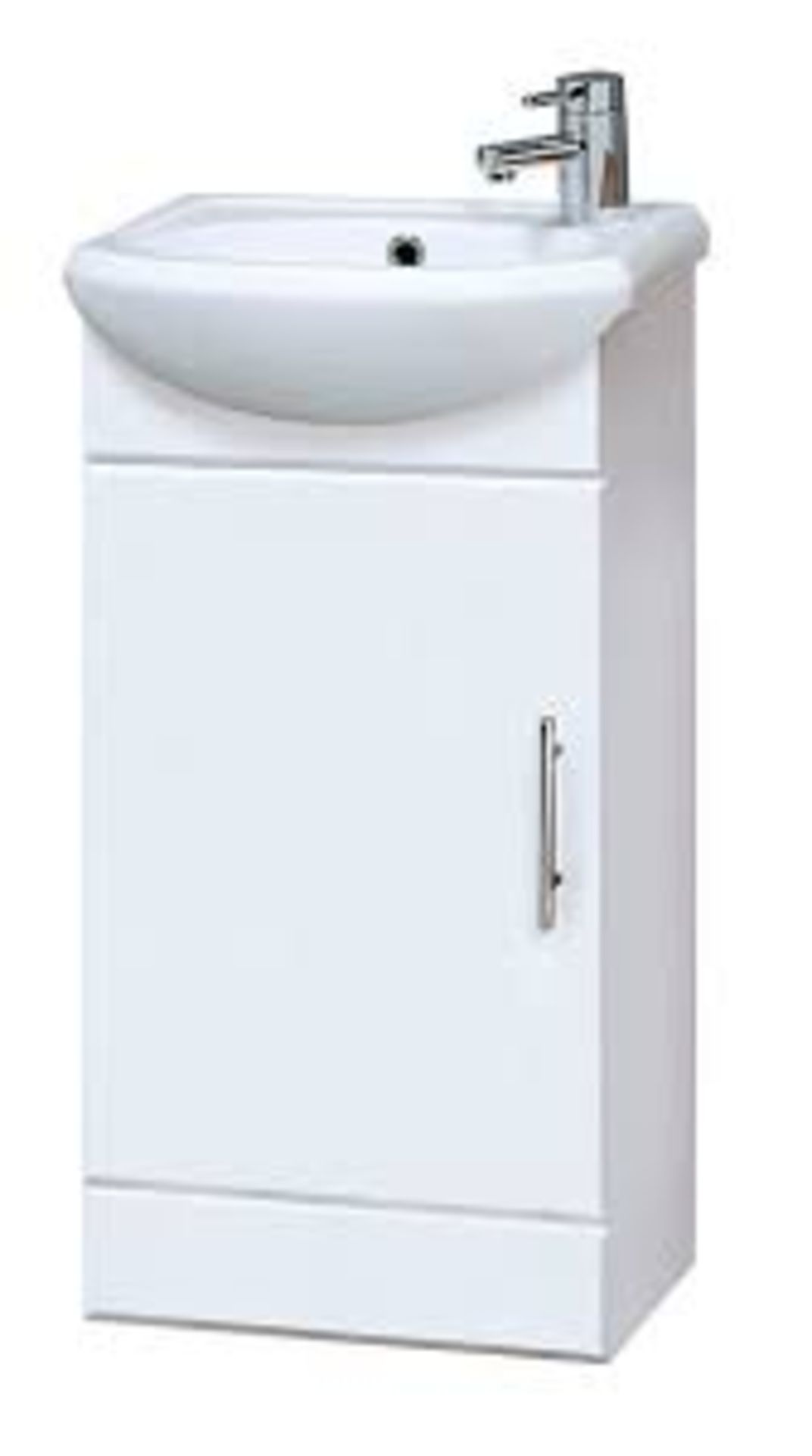 Orbit 1 Door Cloakroom Vanity Basin Unit - 400mm - Gloss White.- R13a.12.
