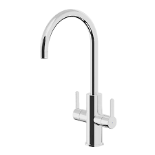 GoodHome Zanthe Chrome Plated Kitchen Twin Lever Tap. - R14.2.