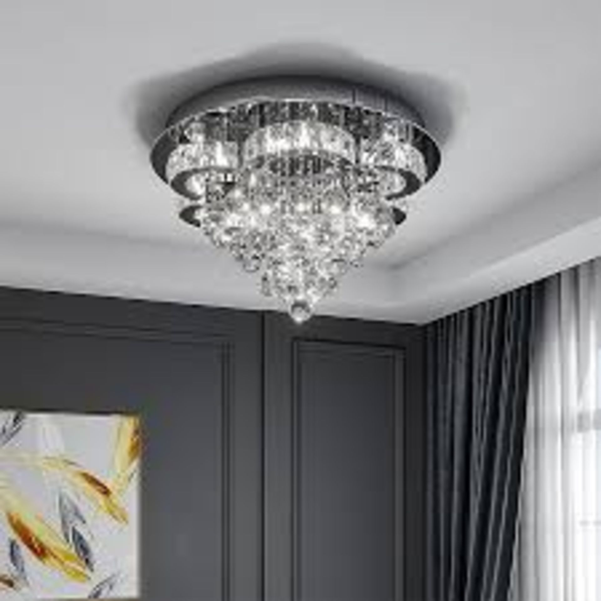 Livingandhome Modern Flower shape Chrome Crystal Ceiling Lig. - R13a.7.