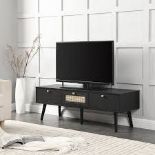 Anya Woven Rattan 3-Drawer TV Unit in Black. - R19.1.