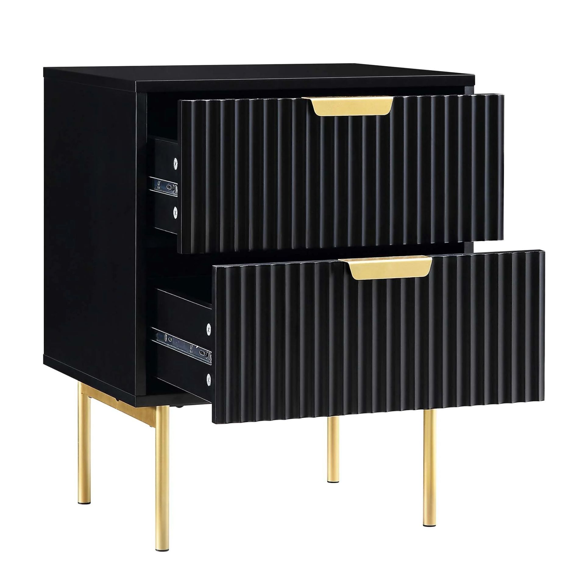 Richmond Ridged 2 Drawer Bedside Table, Matte Black. - R13.7. RRP £179.99. Our Richmond bedside - Image 4 of 4