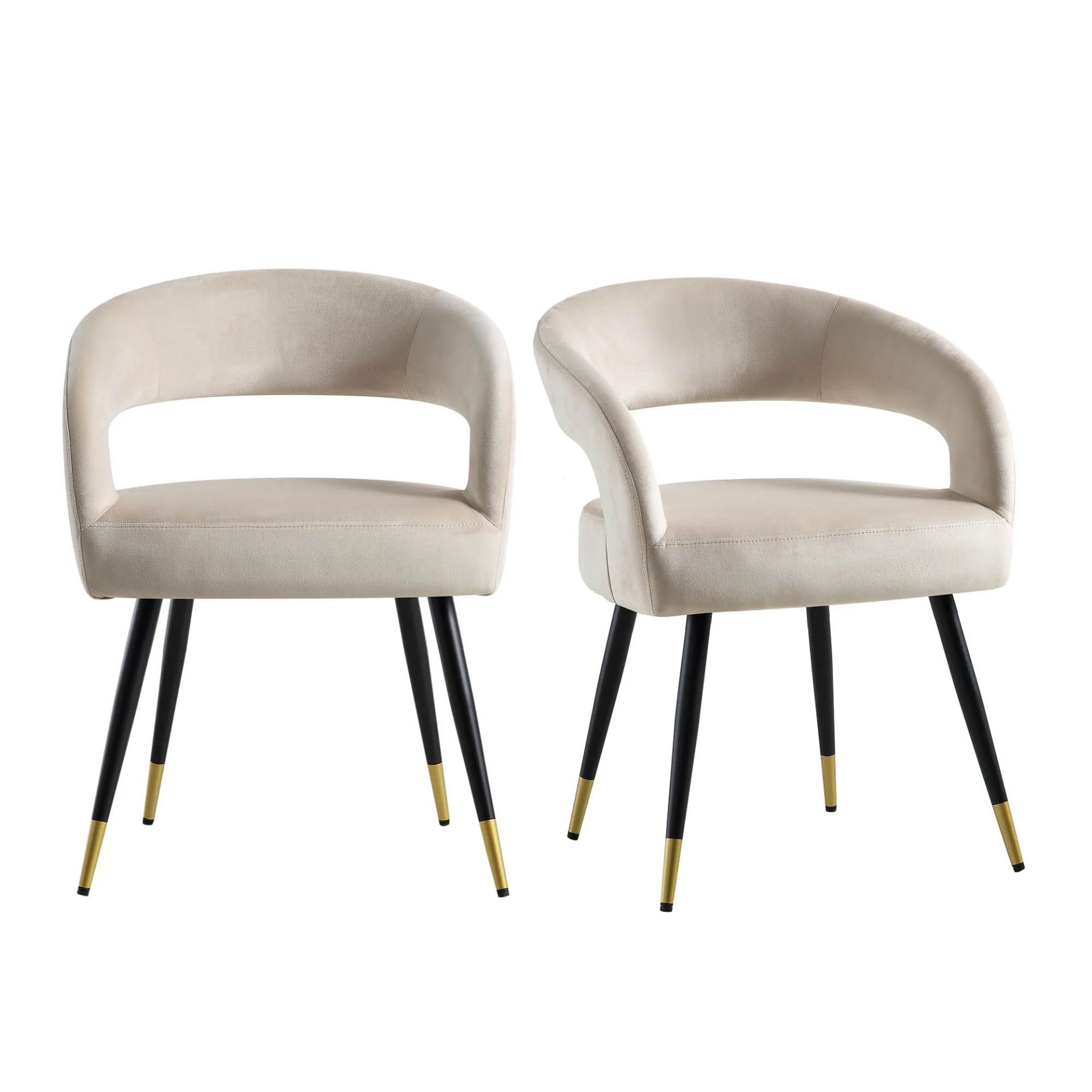 Laurel Wave Champagne Velvet Set of 2 Dining Chairs. - R19.2. RRP £299.99. The curved cut out - Image 4 of 4