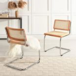 Cosenza Pair of 2 Dining Chairs, Cane & Chrome (Natural). - R13.5. RRP £299.99. With a solid beech