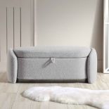 Loha Grey Teddy Boucle 129cm Large Storage Ottoman Bench. - R19.1. RRP £269.99. Upholstered with