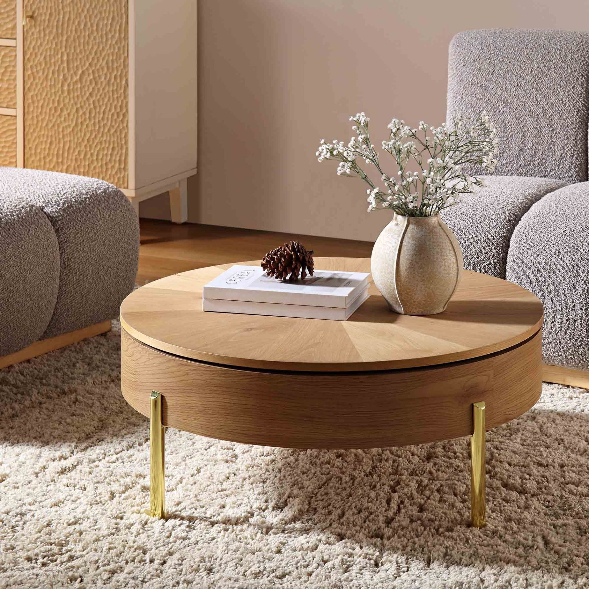 Bohdi Oak Round Rotating Coffee Table. - R19.5. RRP £259.99. Our Bohdi coffee table inherits the - Image 2 of 4