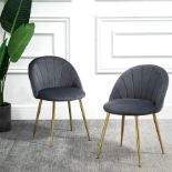 Milverton Pair of 2 Velvet Dining Chairs with Golden Chrome Legs (Grey). - R19.1. RRP £189.99. Our