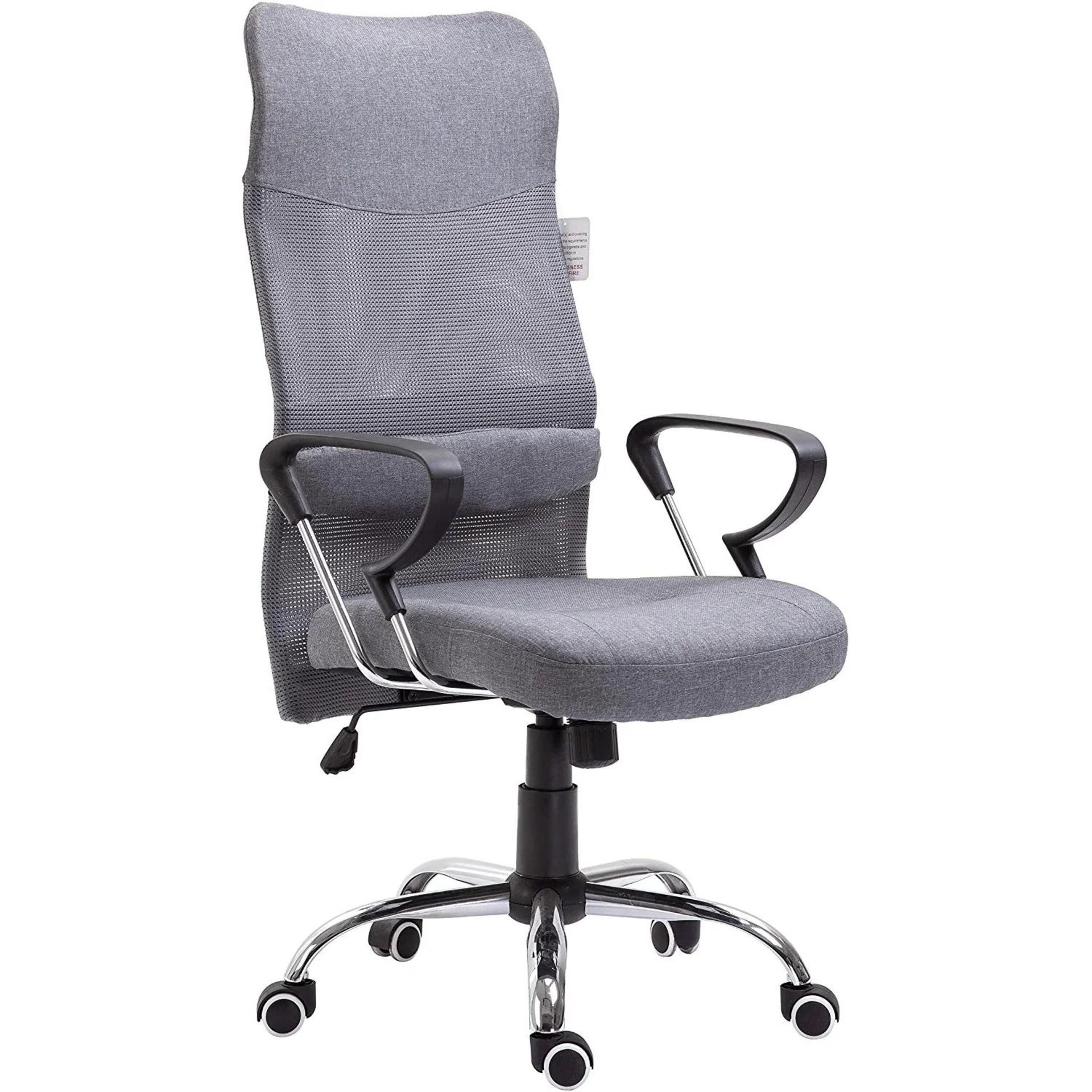 High Back Mesh Fabric Swivel Office Chair, MO57 Grey. - R13.13. - Image 2 of 2