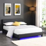 Double URSA Black PU Leather Bed Frame with LED on Footend. - R19.1. RRP £335.99. Contemporary