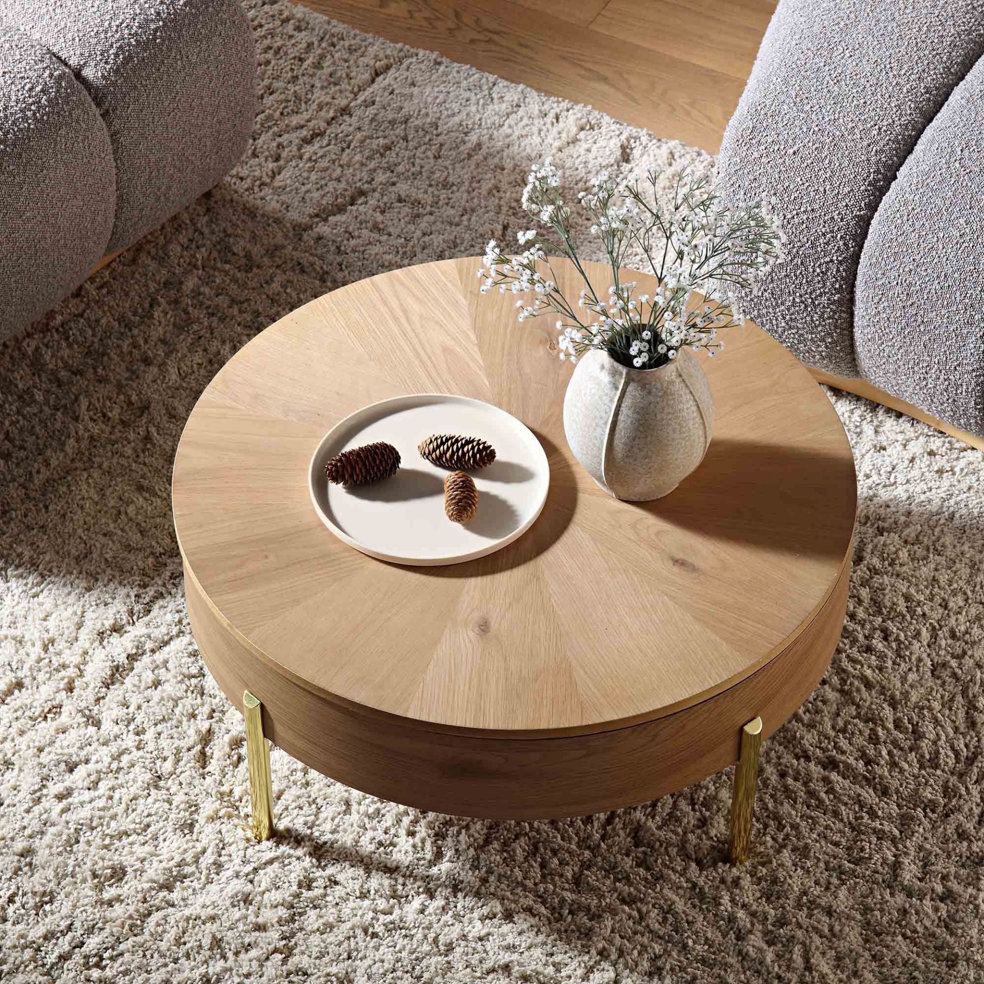 Bohdi Oak Round Rotating Coffee Table. - R19.5. RRP £259.99. Our Bohdi coffee table inherits the - Image 3 of 4