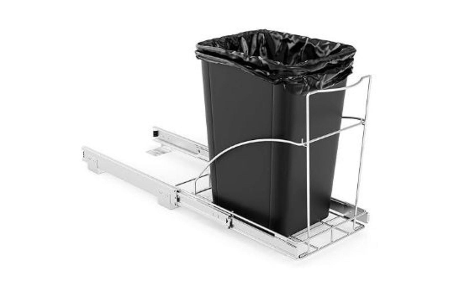 Pull Out Trash Can Under Cabinet, 29L Single Sliding Under Sink Trash Can Rack with Ball-Bearing