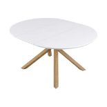 Grenchen Round to Oval 4 to 6-Seater White High Gloss Extendable Dining Table - ER29