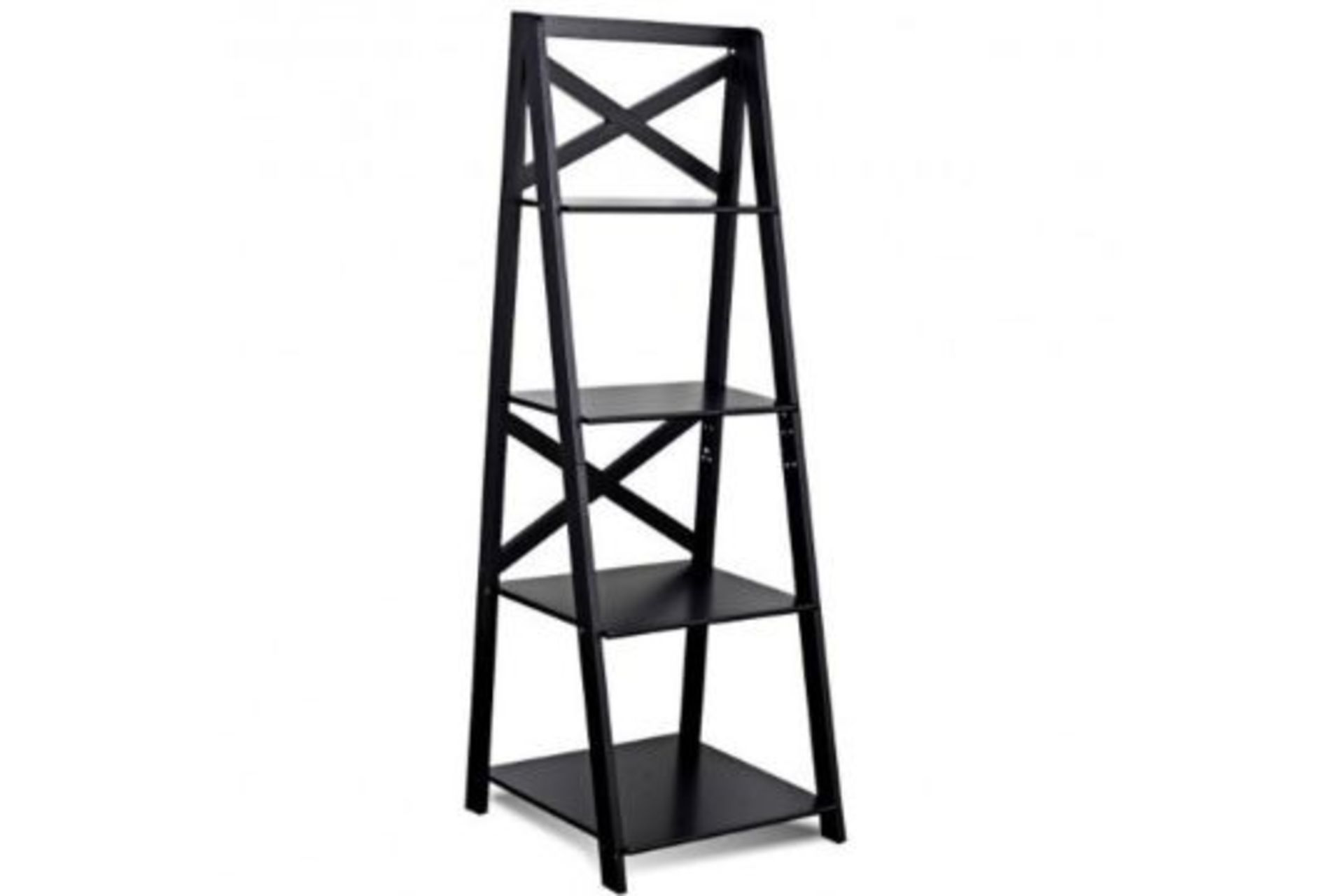 4-Tier Leaning Free Standing Ladder Shelf Bookcase. - ER24