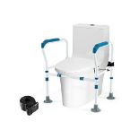 Luxury Toilet Safety Rail for Elderly, Stand Alone Toilet Safety Frame w/Adjustable Height,